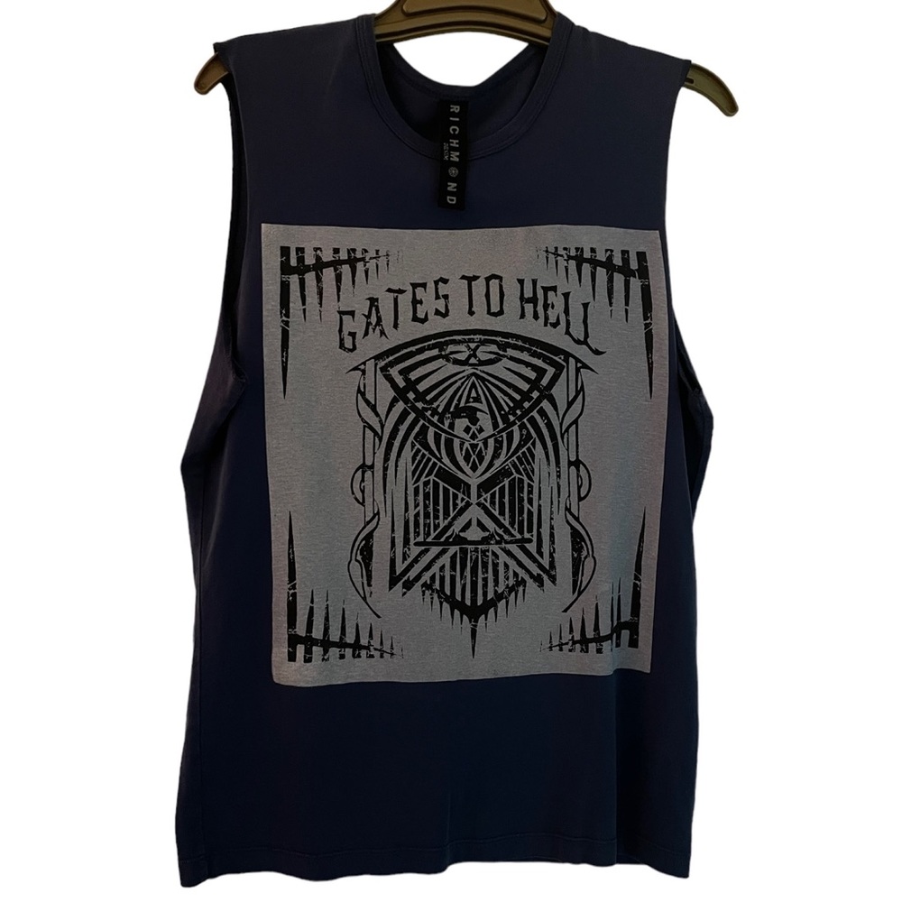 Richmond Denim Cut Off Sleeve Shirt